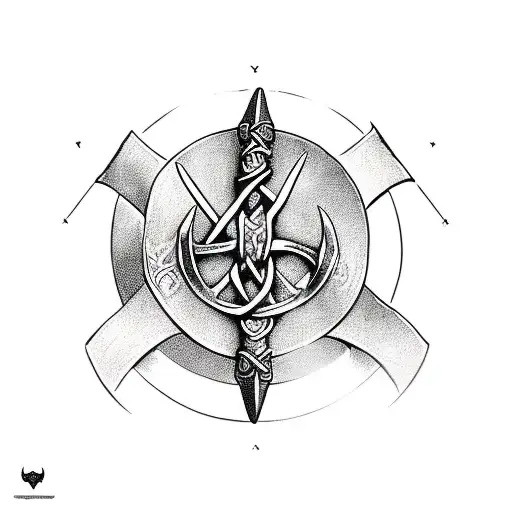 Viking with an axe that has old Irish writing that spells seamus tattoo design idea