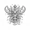 A triton holding a treasure chest at the bottom of the sea tattoo design idea