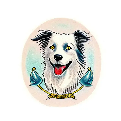 classic American style of a border Collie tattoo design idea