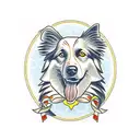 classic American style of a border Collie tattoo design idea