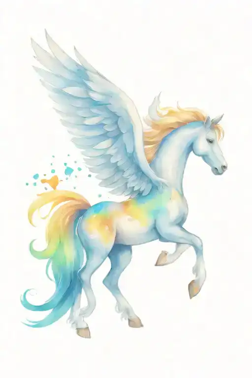cartoon pegasus horse with wings tattoo design idea
