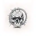 nuclear fallout and skull tattoo design idea