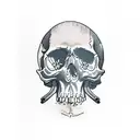 nuclear fallout and skull tattoo design idea