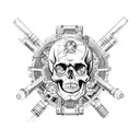 nuclear fallout and skull tattoo design idea
