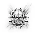 nuclear fallout and skull tattoo design idea