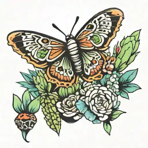 travel beach cactus butterfly turtle hearts  tattoo design idea