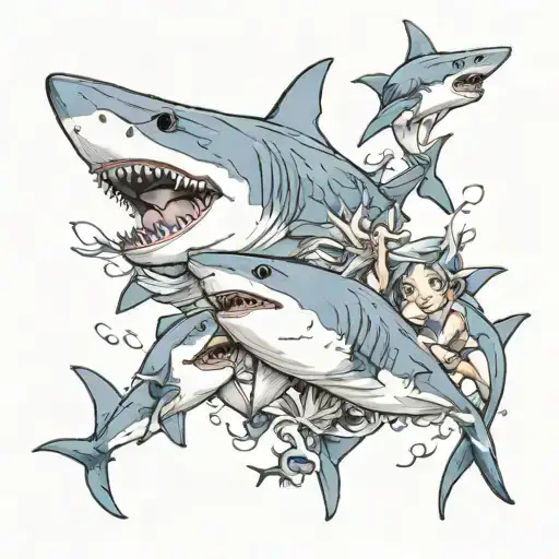 shark family tattoo design idea
