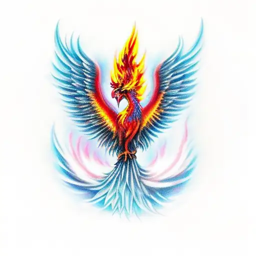 phoenix rising from flames tattoo design idea