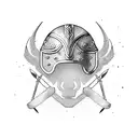mythology gladiator helmet tattoo design idea