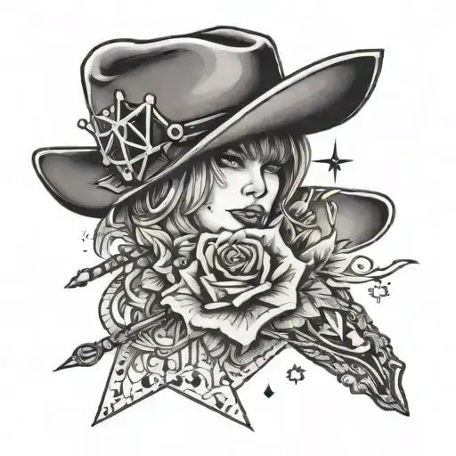 Taylor Swift lyric inspired drawing with a cowboy flair  tattoo design idea