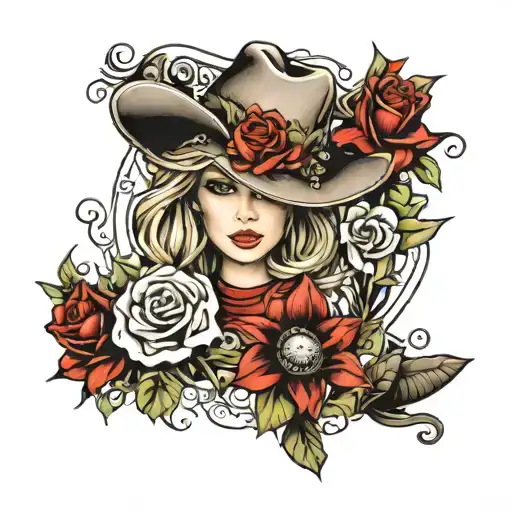 Taylor Swift lyric drawing with a cowboy flair tattoo design idea