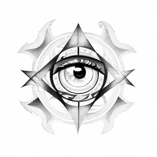  fatima eye and lucifer's sigil inside a pentagram tattoo design idea