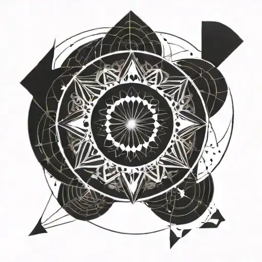 solar eclipse geometric design inspired tattoo design idea