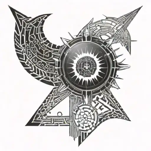 solar eclipse black and white tattoo design idea