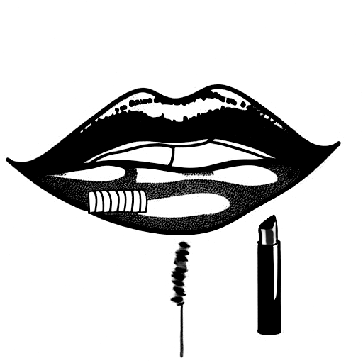 Lipstick with cigarette stuck onto stick tattoo design idea
