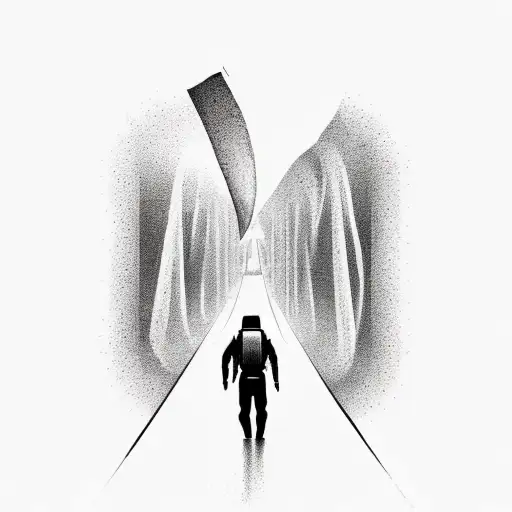 man walking into space on dna  tattoo design idea