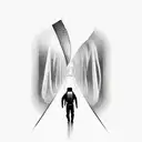 man walking into space on dna  tattoo design idea