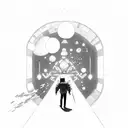 man walking into space on dna  tattoo design idea
