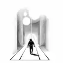 man walking into space on dna  tattoo design idea