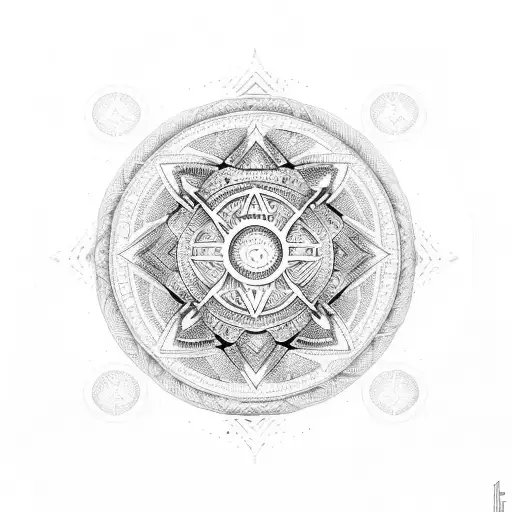 the Empire logo and the ancient symbols within a symmetrical mandala.  tattoo design idea