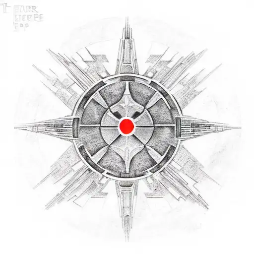 the star wars Empire logo and the sith code within a symmetrical mandala.  tattoo design idea