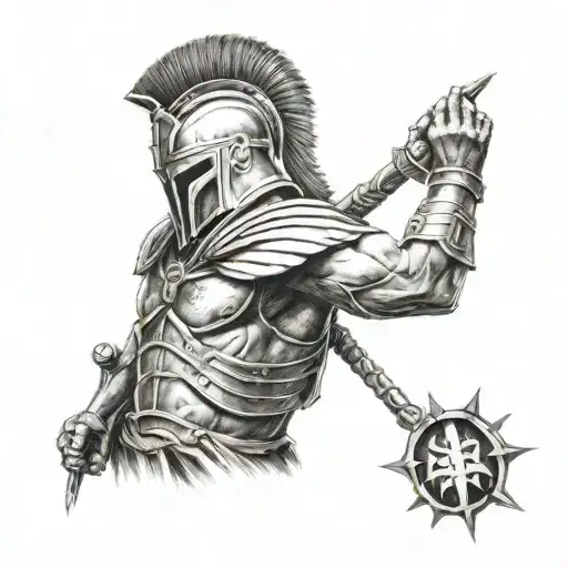 Spartan warrior praying tattoo design idea
