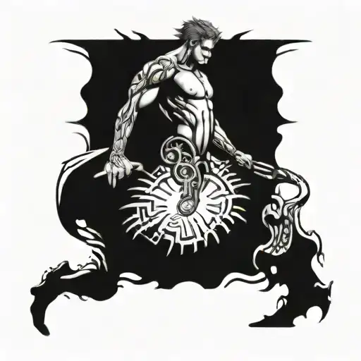 eros man walking tattoo design idea