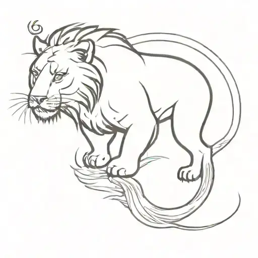 lion and koi fish swimming tattoo design idea