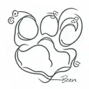 Paw Print with a name Ben tattoo design idea