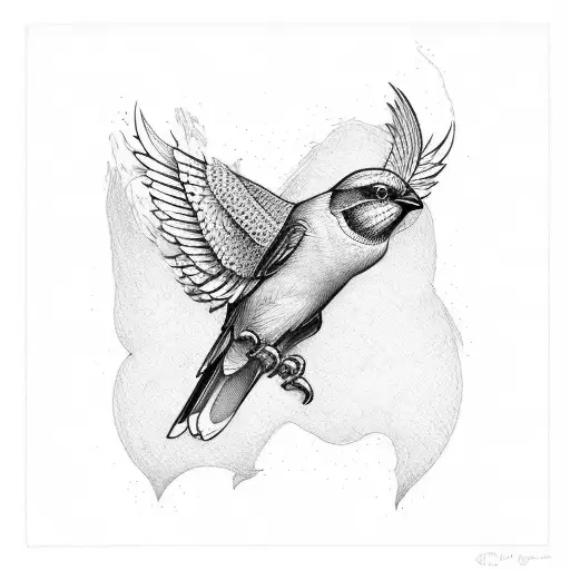 alphabet v with birds tattoo design idea