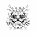 dia de los muertos mixed with cherry blossom tree tattoo design idea