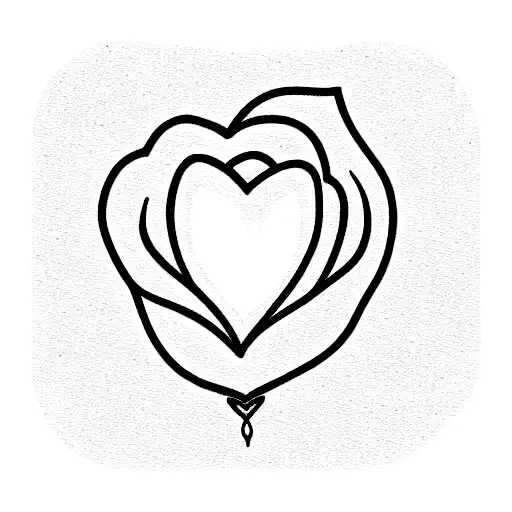 rose with a opal heart stone tattoo design idea