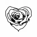 rose with a opal heart stone tattoo design idea