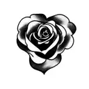 rose with a opal heart stone tattoo design idea