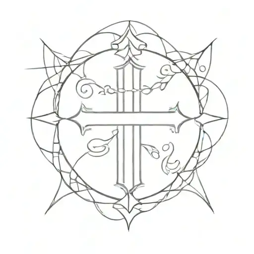 psalms 91 cross thigh tattoo design idea
