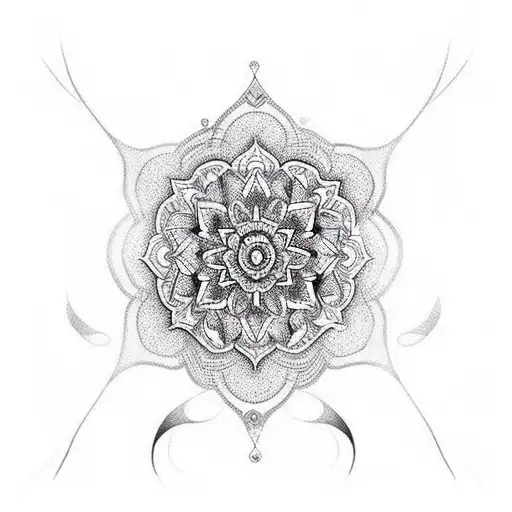 collarbone and should fine line ornamental tattoo with flowers and mandala tattoo design idea