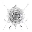 collarbone and should fine line ornamental tattoo with flowers and mandala tattoo design idea