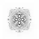 collarbone and should fine line ornamental tattoo with flowers and mandala tattoo design idea