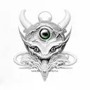 small eyes Alien xenomorphous eating a winged bull tattoo design idea