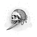 indian skull with plume tattoo design idea