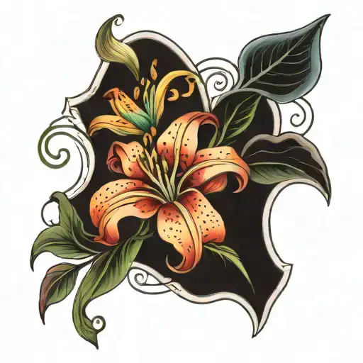 lily flower and a Morgan flower intertwined tattoo design idea