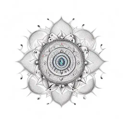sudarshan chakra bold and dark tattoo design idea