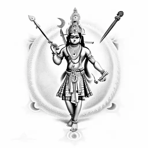 Certainly, a powerful depiction could be Lord Krishna in his warrior form, holding the Sudarshana Chakra and displaying  tattoo design idea