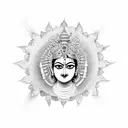Certainly, a powerful depiction could be Lord Krishna in his warrior form, holding the Sudarshana Chakra and displaying  tattoo design idea