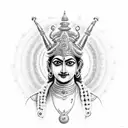 Certainly, a powerful depiction could be Lord Krishna in his warrior form, holding the Sudarshana Chakra and displaying  tattoo design idea