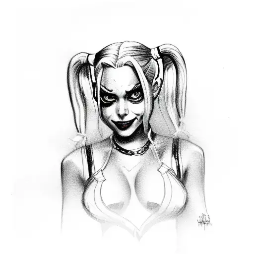 Harley quinn small skeched tattoo design idea