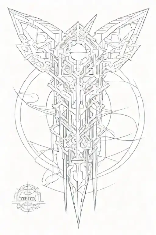 forearm cyber sigilism tattoo design idea