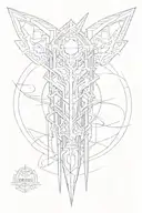 forearm cyber sigilism tattoo design idea