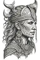 viking woman face tattoo design idea