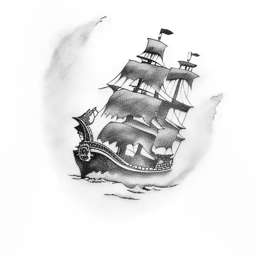 pirate ship with hulk tattoo design idea
